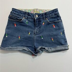 Boden Girls Embroidered Ice Cream Denim Shorts Size 13Y